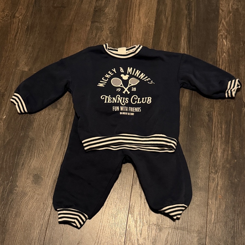 H&M Navy Kids Matching Set with Mickey & Minnie Design